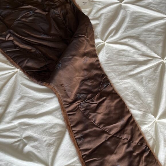 Genuine Mink Stole - Chocolate Brown - One Size Fits All - Picture 3 of 5